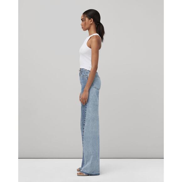 rag & bone Sophie Wide Leg Two Tone High Rise Rigid Jeans Raw Hem 27 - Picture 2 of 11